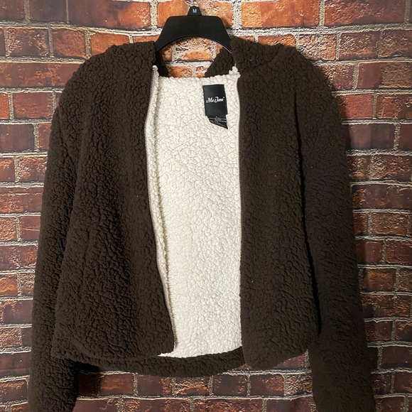Me Jane Brown Sherpa Hooded Coat Size L - Picture 2 of 7